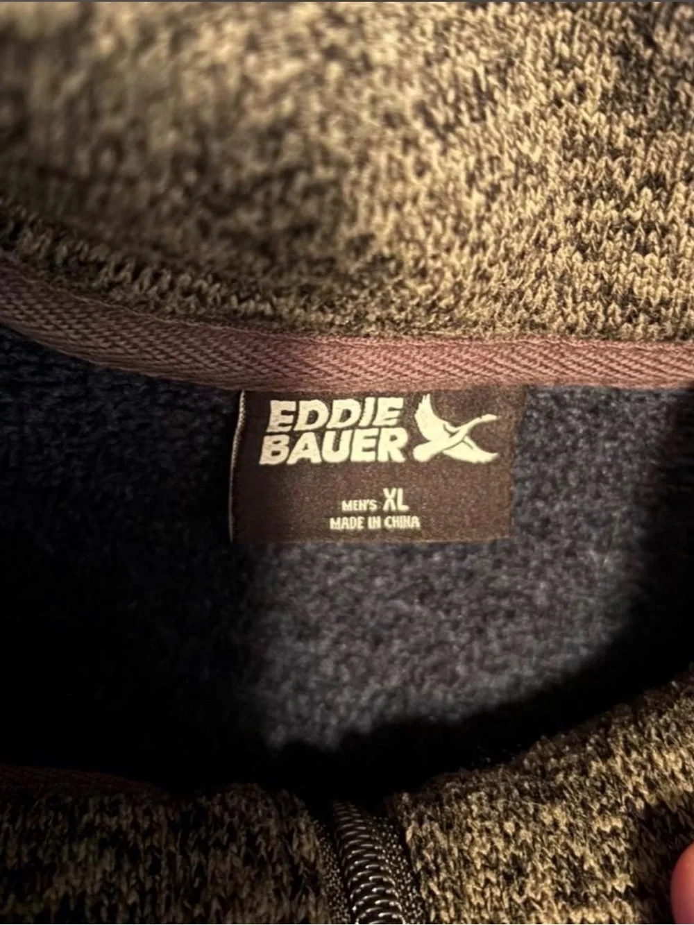 Eddie Bauer Black and Navy Heathered Fleece Vest XL